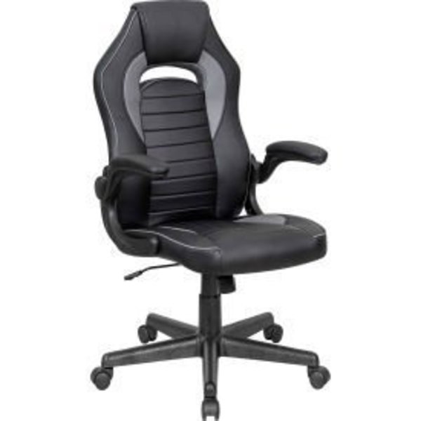 Global Equipment Interion    Antimicrobial Racing Chair, Black/Gray HX-81091H-7